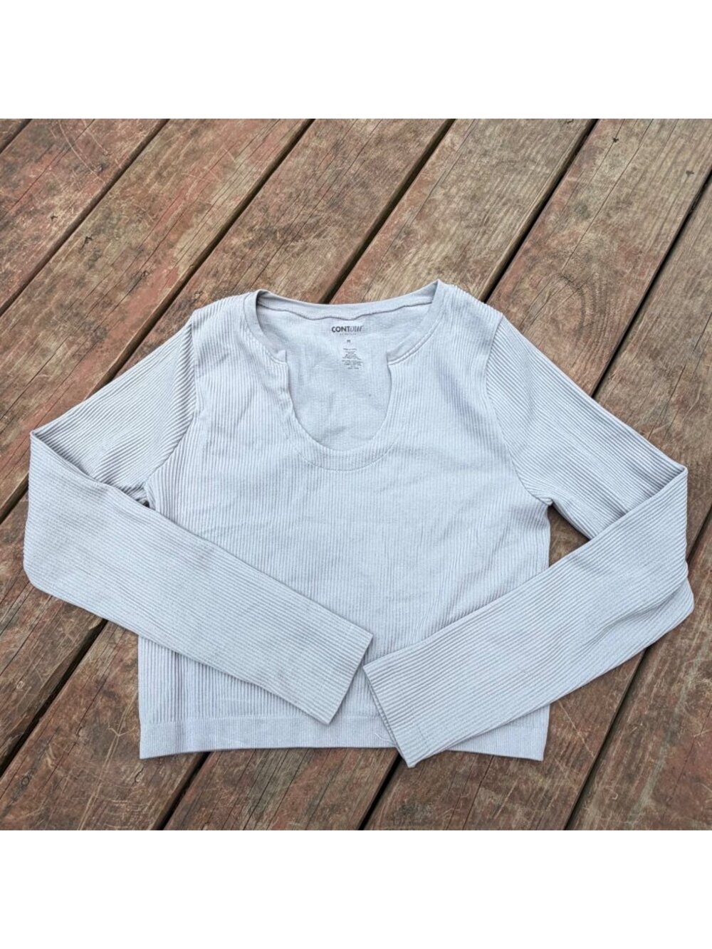 Contour By Pacsun Gray Ribbed Long Sleeve Knit Top Womens Size M